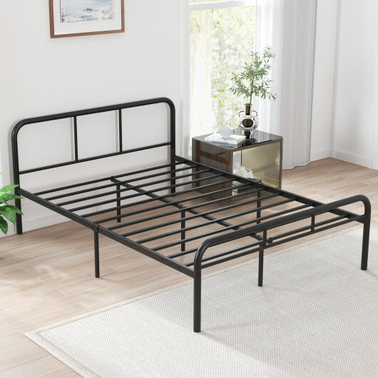 Full Bed Frame with Headboard and Footboard No Box Spring Needed-Black W2B