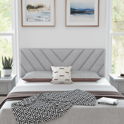 Linen Upholstered Headboard for Full and Queen Size Bed Frames-Gray W2B