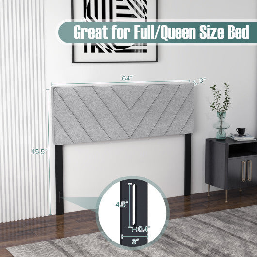 Linen Upholstered Headboard for Full and Queen Size Bed Frames-Gray W2B