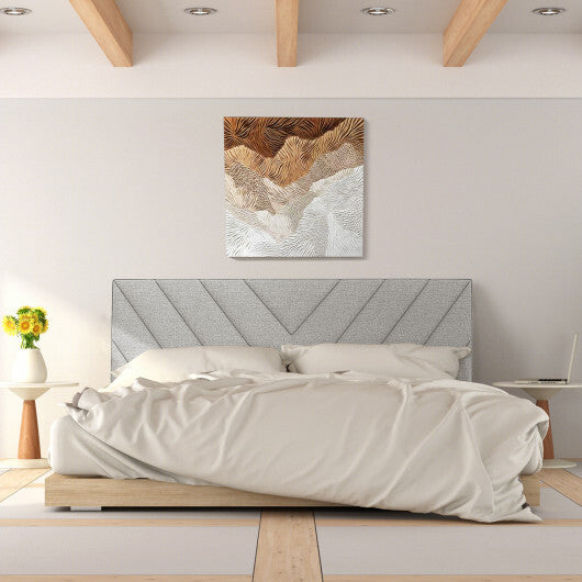 Linen Upholstered Headboard for Full and Queen Size Bed Frames-Gray W2B