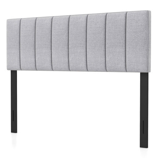 Linen Upholstered Headboard with Solid Wood Legs and Adjustable Width-Gray W2B