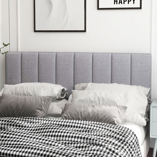 Linen Upholstered Headboard with Solid Wood Legs and Adjustable Width-Gray W2B