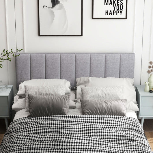 Linen Upholstered Headboard with Solid Wood Legs and Adjustable Width-Gray W2B