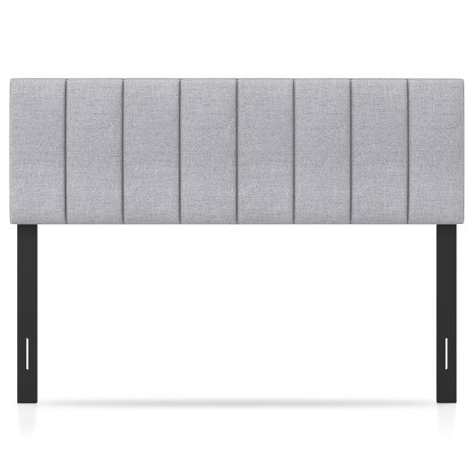 Linen Upholstered Headboard with Solid Wood Legs and Adjustable Width-Gray W2B