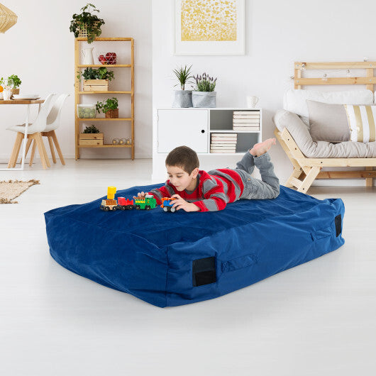 47 x 35.5 Inch Crash Pad Sensory Mat with Foam Blocks and Washable Cover-Blue W2B