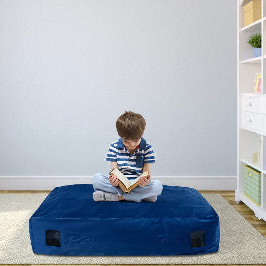 47 x 35.5 Inch Crash Pad Sensory Mat with Foam Blocks and Washable Cover-Blue W2B