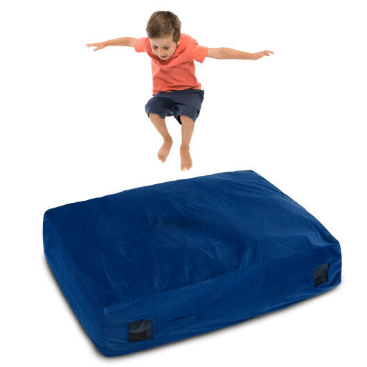 47 x 35.5 Inch Crash Pad Sensory Mat with Foam Blocks and Washable Cover-Blue W2B