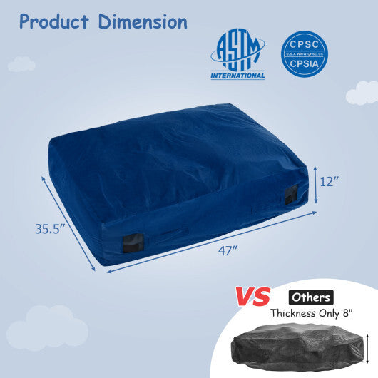 47 x 35.5 Inch Crash Pad Sensory Mat with Foam Blocks and Washable Cover-Blue W2B