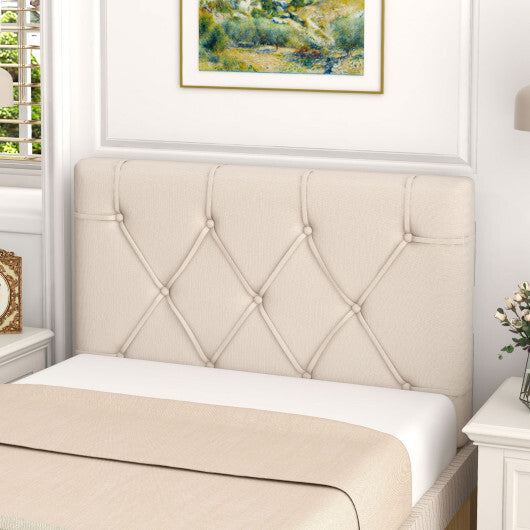 Upholstered Headboard for Twin Size Bed with Fabric Upholstery-Beige W2B