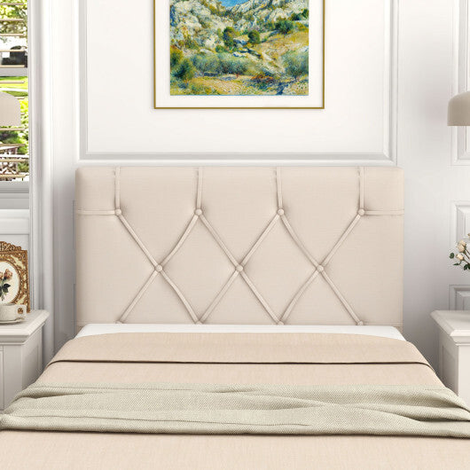 Upholstered Headboard for Twin Size Bed with Fabric Upholstery-Beige W2B