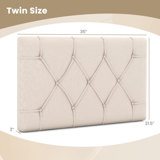 Upholstered Headboard for Twin Size Bed with Fabric Upholstery-Beige W2B