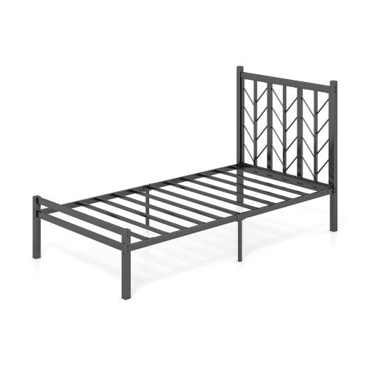 Queen Size Platform Bed with Headboard and Metal Frame-Queen Size W2B