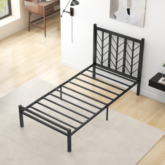 Queen Size Platform Bed with Headboard and Metal Frame-Queen Size W2B