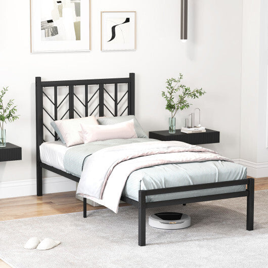 Queen Size Platform Bed with Headboard and Metal Frame-Queen Size W2B