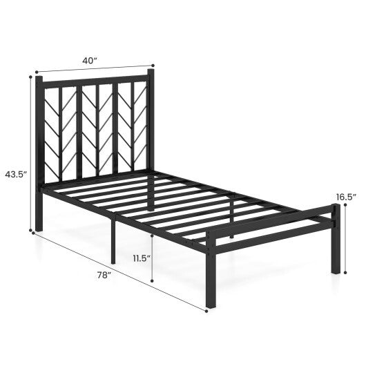 Queen Size Platform Bed with Headboard and Metal Frame-Queen Size W2B