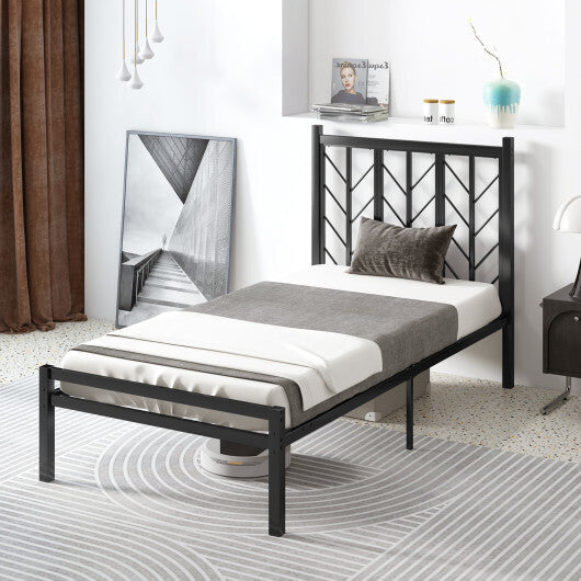 Queen Size Platform Bed with Headboard and Metal Frame-Queen Size W2B