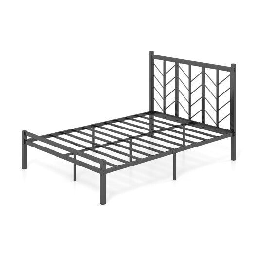 Queen Size Platform Bed with Headboard and Metal Frame-Queen Size W2B