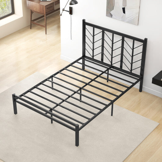 Queen Size Platform Bed with Headboard and Metal Frame-Queen Size W2B