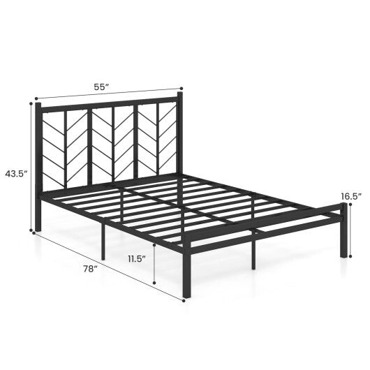 Queen Size Platform Bed with Headboard and Metal Frame-Queen Size W2B