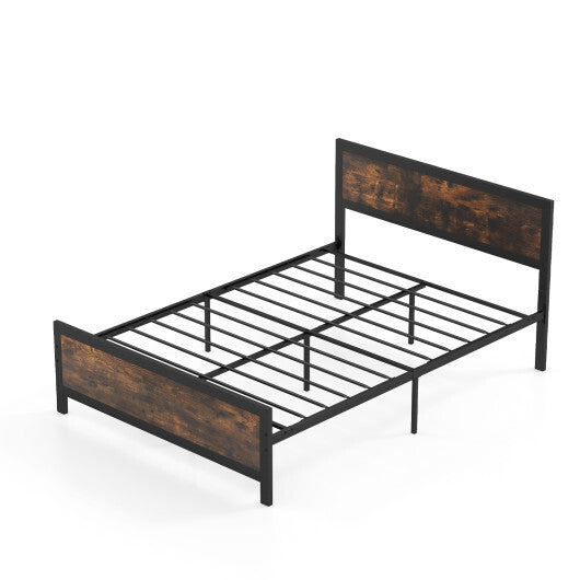 Metal Bed Frame with Headboard and Footboard-Queen Size W2B