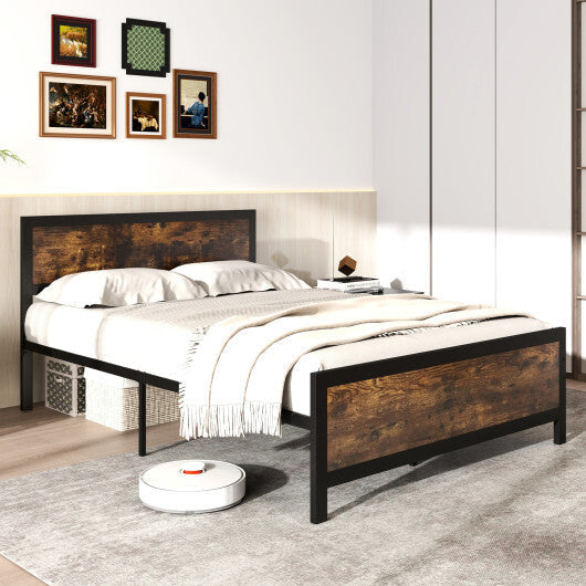 Metal Bed Frame with Headboard and Footboard-Queen Size W2B