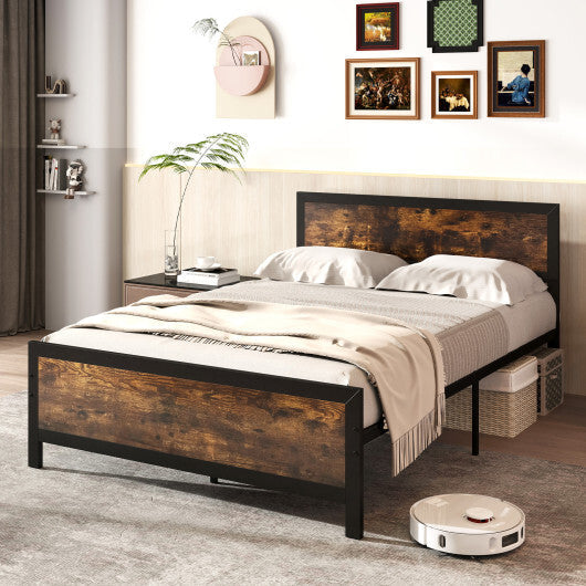 Metal Bed Frame with Headboard and Footboard-Queen Size W2B