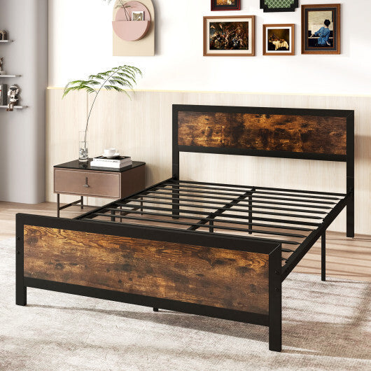 Metal Bed Frame with Headboard and Footboard-Queen Size W2B