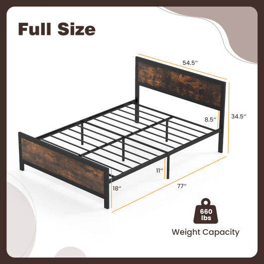 Metal Bed Frame with Headboard and Footboard-Queen Size W2B