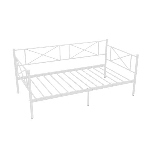 Twin Size Platform Bed with Heavy-duty Metal Slat Support-Black