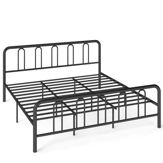 Full/Queen Size Metal Bed Frame with Headboard and Footboard-King Size - Size: King Size W2B
