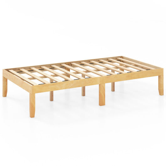 14 Inch Twin Wood Platform Bed Frame with Wooden Slats Support-Natural W2B