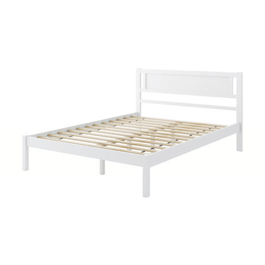 Twin/Full/Queen Size Wood Bed Frame with Headboard and Wooden Slats Support-Queen