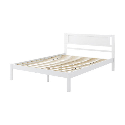 Twin/Full/Queen Size Wood Bed Frame with Headboard and Wooden Slats Support-Queen