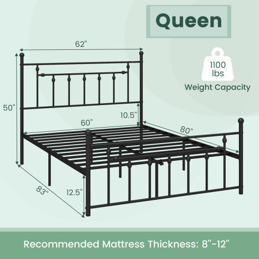 Full/Queen/Twin Size Heavy-duty Metal Bed Frame with Headboard-Twin Size W2B