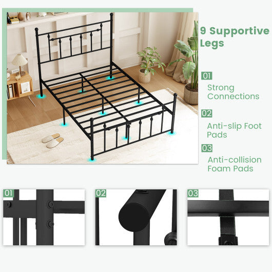 Full/Queen/Twin Size Heavy-duty Metal Bed Frame with Headboard-Twin Size W2B