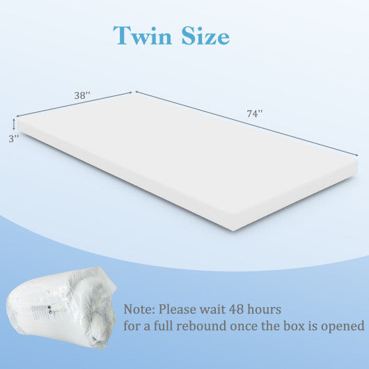 3 Inch Gel-Infused Memory Foam Mattress Topper with Removable Cover-King Size W2B
