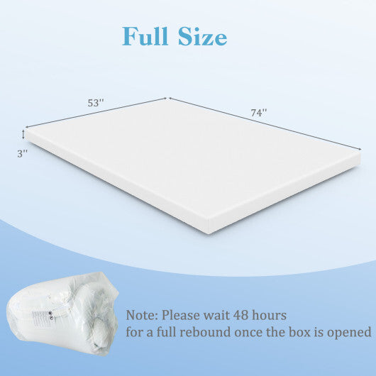 3 Inch Gel-Infused Memory Foam Mattress Topper with Removable Cover-King Size W2B
