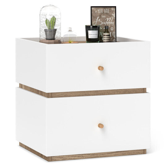 2-Drawer Modern Nightstand with Storage for Living Room Bedroom W2B