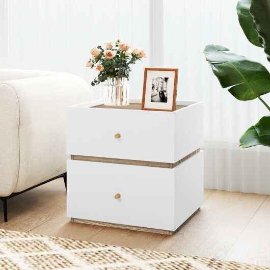 2-Drawer Modern Nightstand with Storage for Living Room Bedroom W2B