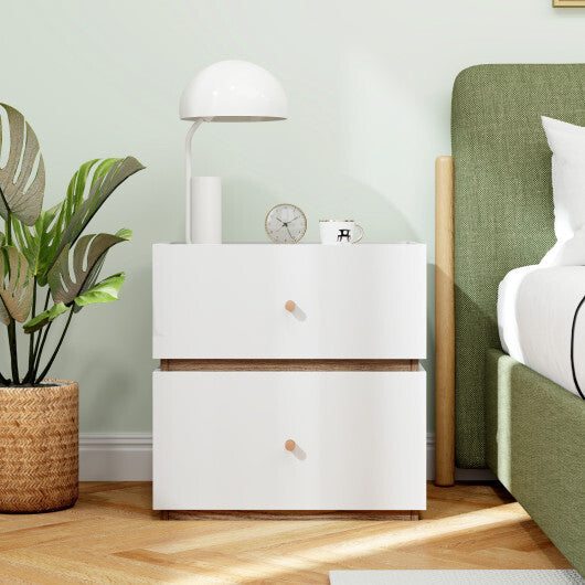 2-Drawer Modern Nightstand with Storage for Living Room Bedroom W2B