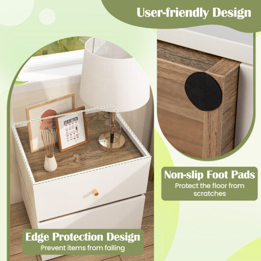 2-Drawer Modern Nightstand with Storage for Living Room Bedroom W2B