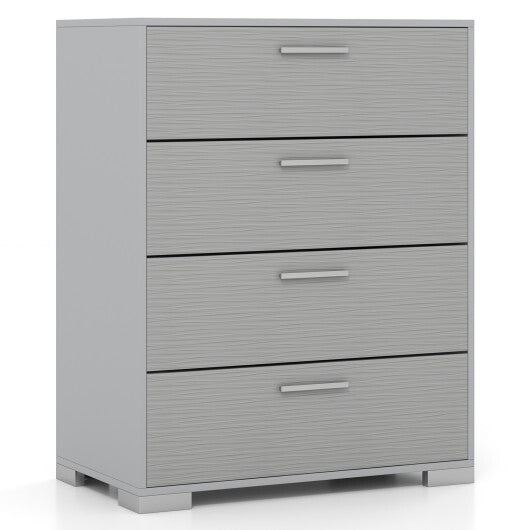 4 Drawer Storage Cabinet with Metal Legs Handles with Anti-Toppling Devices-Gray W2B