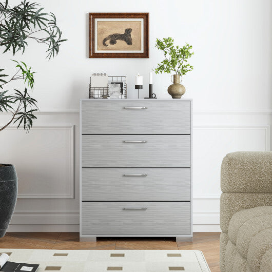 4 Drawer Storage Cabinet with Metal Legs Handles with Anti-Toppling Devices-Gray W2B