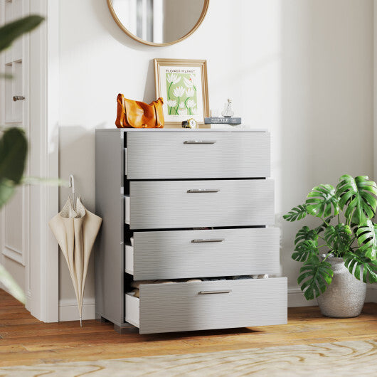 4 Drawer Storage Cabinet with Metal Legs Handles with Anti-Toppling Devices-Gray W2B