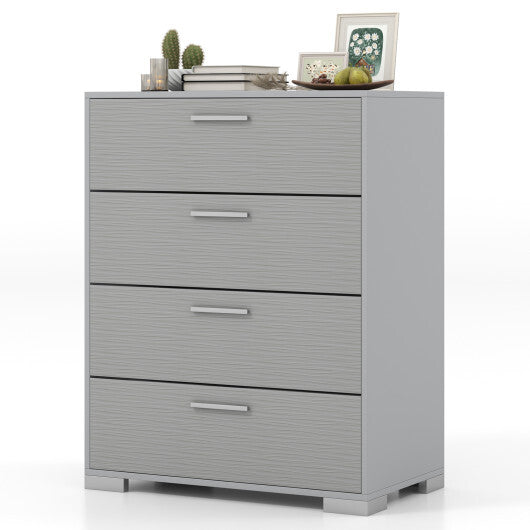 4 Drawer Storage Cabinet with Metal Legs Handles with Anti-Toppling Devices-Gray W2B