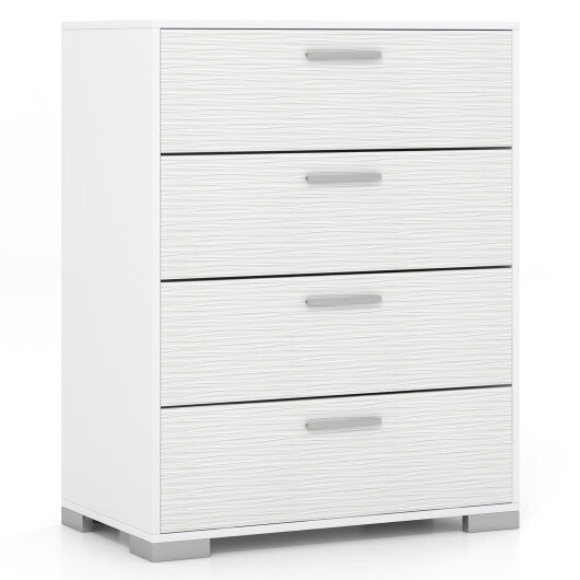 4 Drawer Storage Cabinet with Metal Legs Handles with Anti-Toppling Devices-Gray W2B