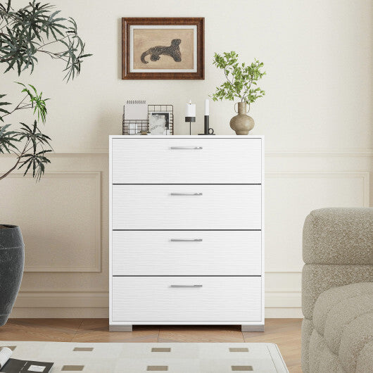 4 Drawer Storage Cabinet with Metal Legs Handles with Anti-Toppling Devices-Gray W2B