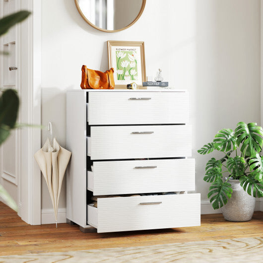 4 Drawer Storage Cabinet with Metal Legs Handles with Anti-Toppling Devices-Gray W2B