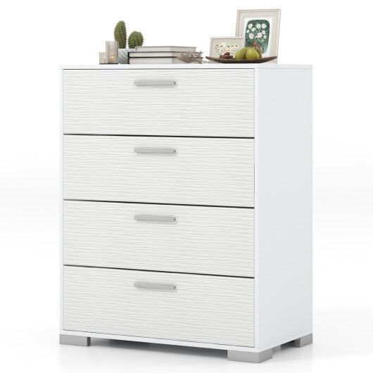 4 Drawer Storage Cabinet with Metal Legs Handles with Anti-Toppling Devices-Gray W2B