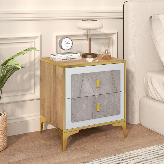 Nightstand with 2 Pull-out Drawers for Living Room Bedroom W2B